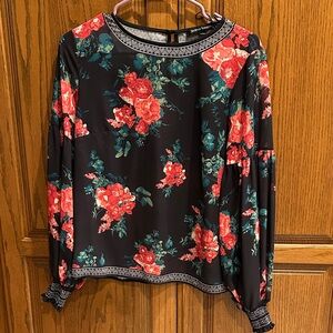 Jealous Tomato floral blouse bubble sleeves